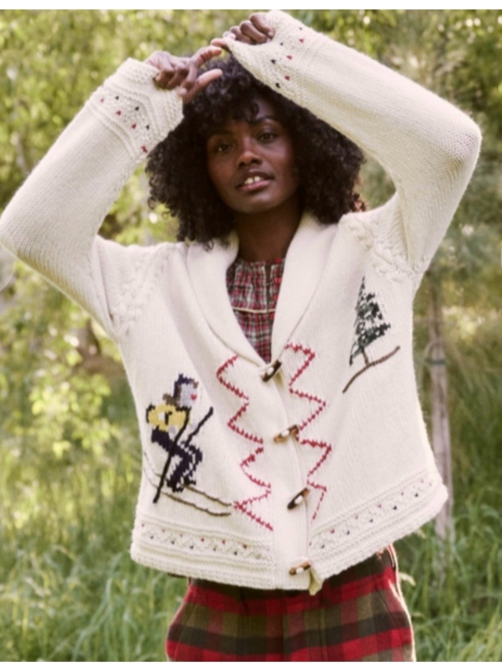THE GREAT. Holiday Lodge Sweater Ski Motif with Toggle Closures - Picture 2 of 8